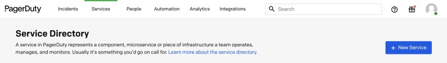 Creating a new PagerDuty service