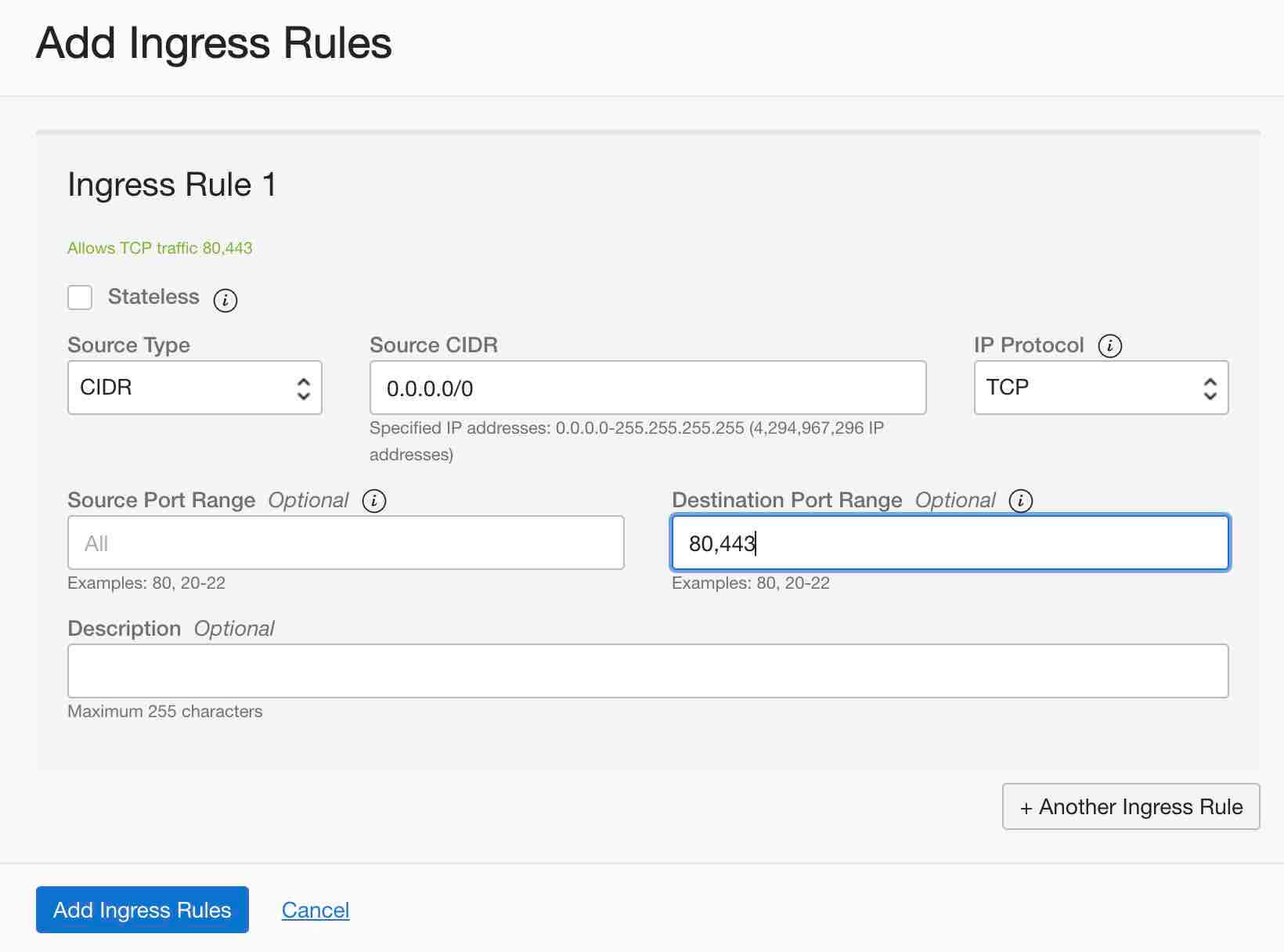 Add ingress rule