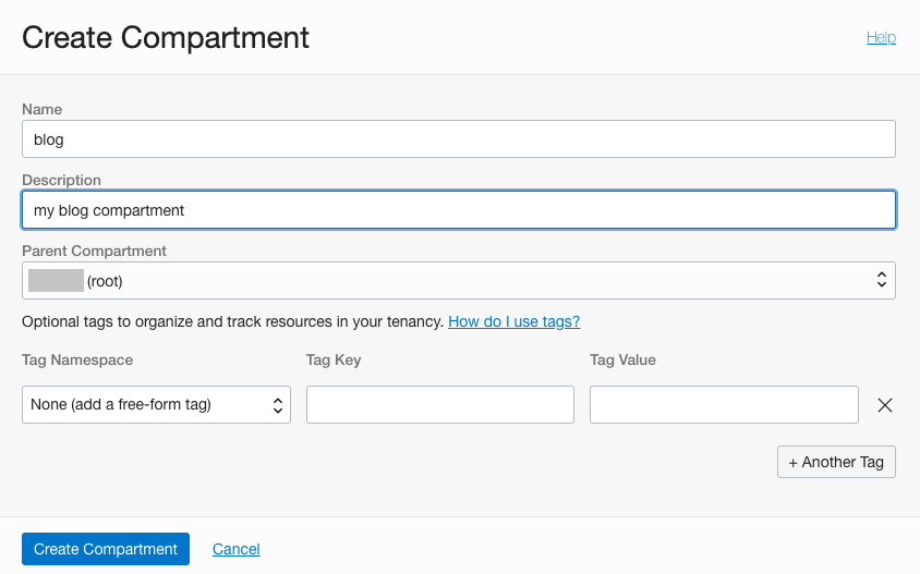 OCI create compartment