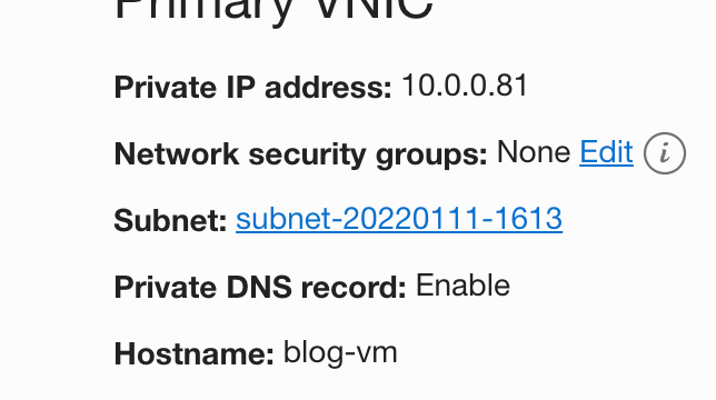 Subnet details
