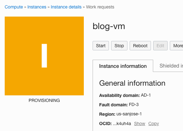 Creating an OCI instance