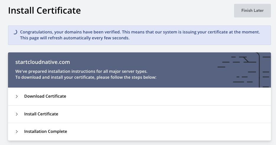 Installing the SSL cert