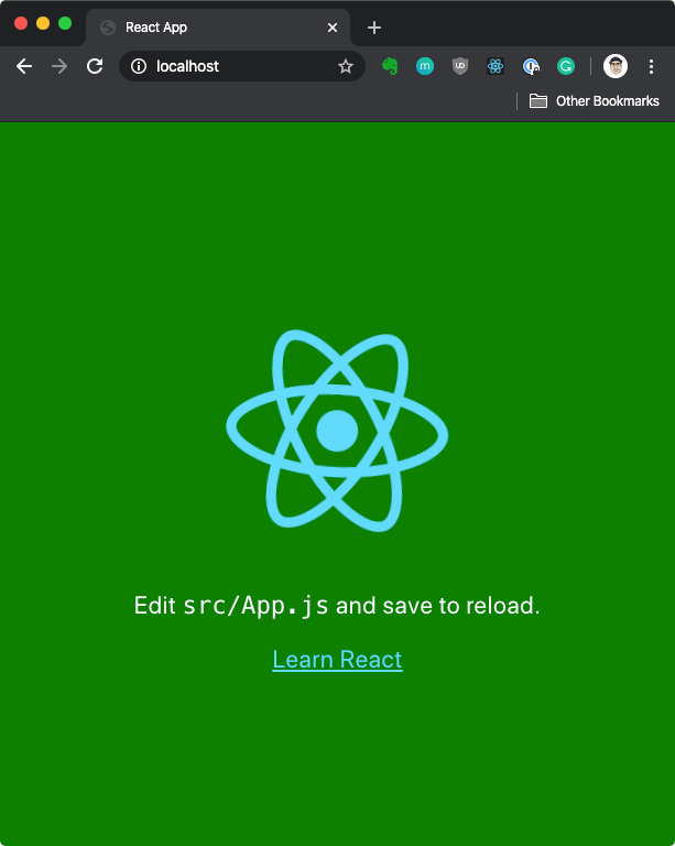 React app with green background